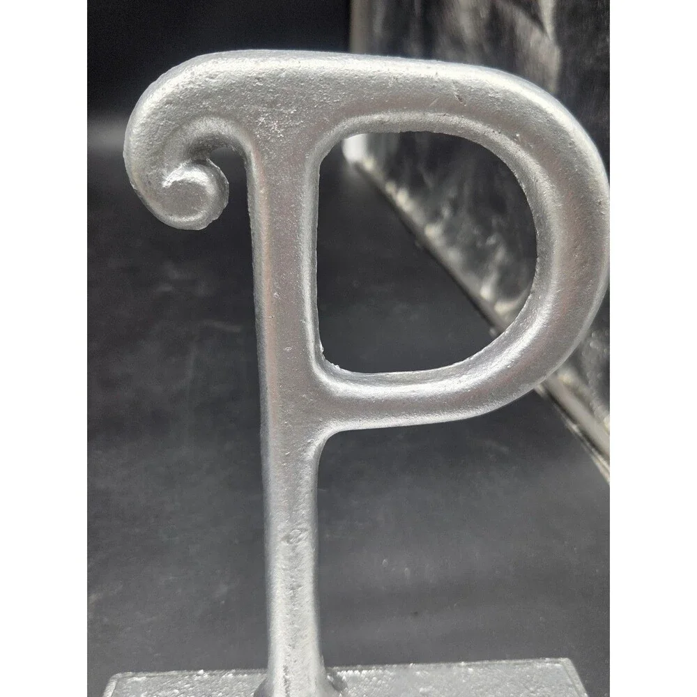 Heavy Metal Silver Tone Letter P Stocking Hanger Hook Cast Metal